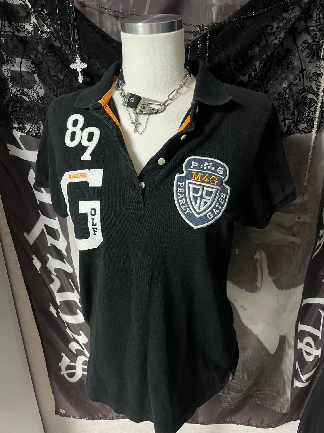Jpn 00s 빅로고자수카라반팔폴로티셔츠 빈티지핀터깔 빅포니치프키프st 상품이미지2