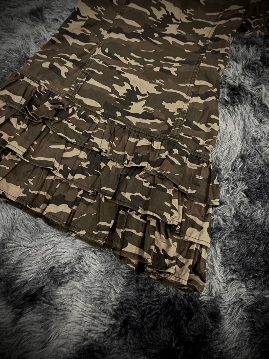 베이지 밀리터리 밑단 레이스 반팔 데님 원피스 상품이미지6