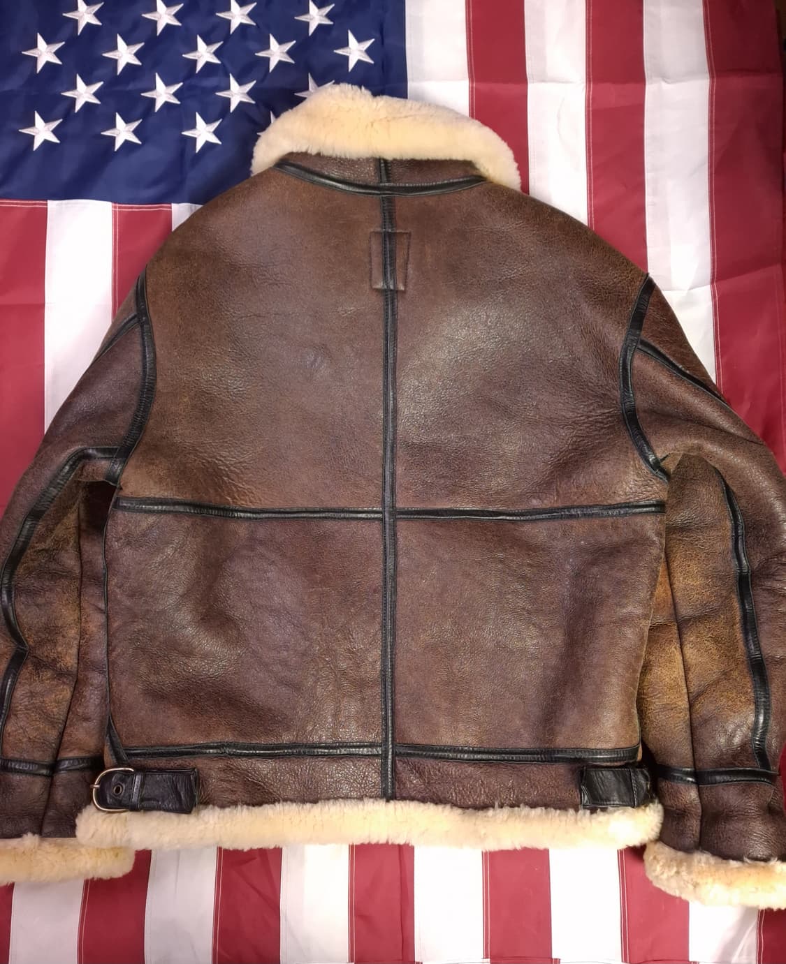 90's 일본판 미공군 B-3 TYPE 리얼레더 항공 폭격기 무스탕 상품이미지9