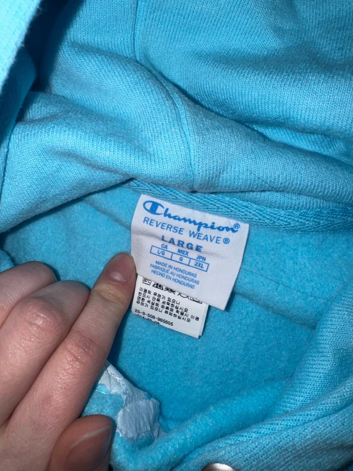 챔피온 스카이블루 하늘색 후드티 L 상품이미지2