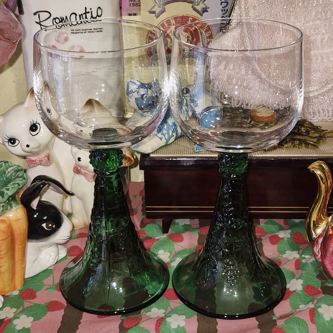 70s 사사키 그린 포도 넝쿨 빅 고블렛 1p 상품이미지6