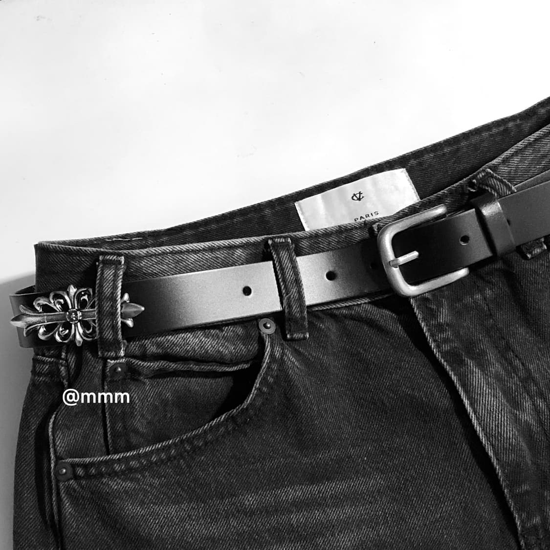 [Unisex] 웨스턴 크롬 장식 가죽 벨트 상품이미지8