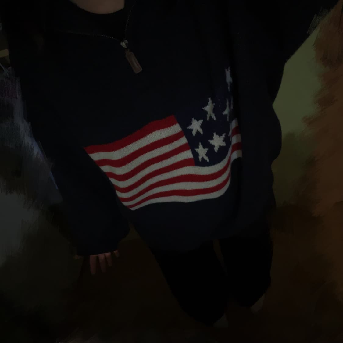 성조기 반집업 니트 상품이미지1