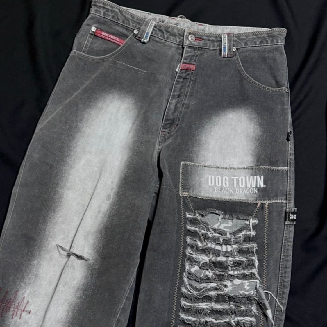 도그타운 블랙 드래곤 워싱 흑청 와이드 데님 상품이미지1