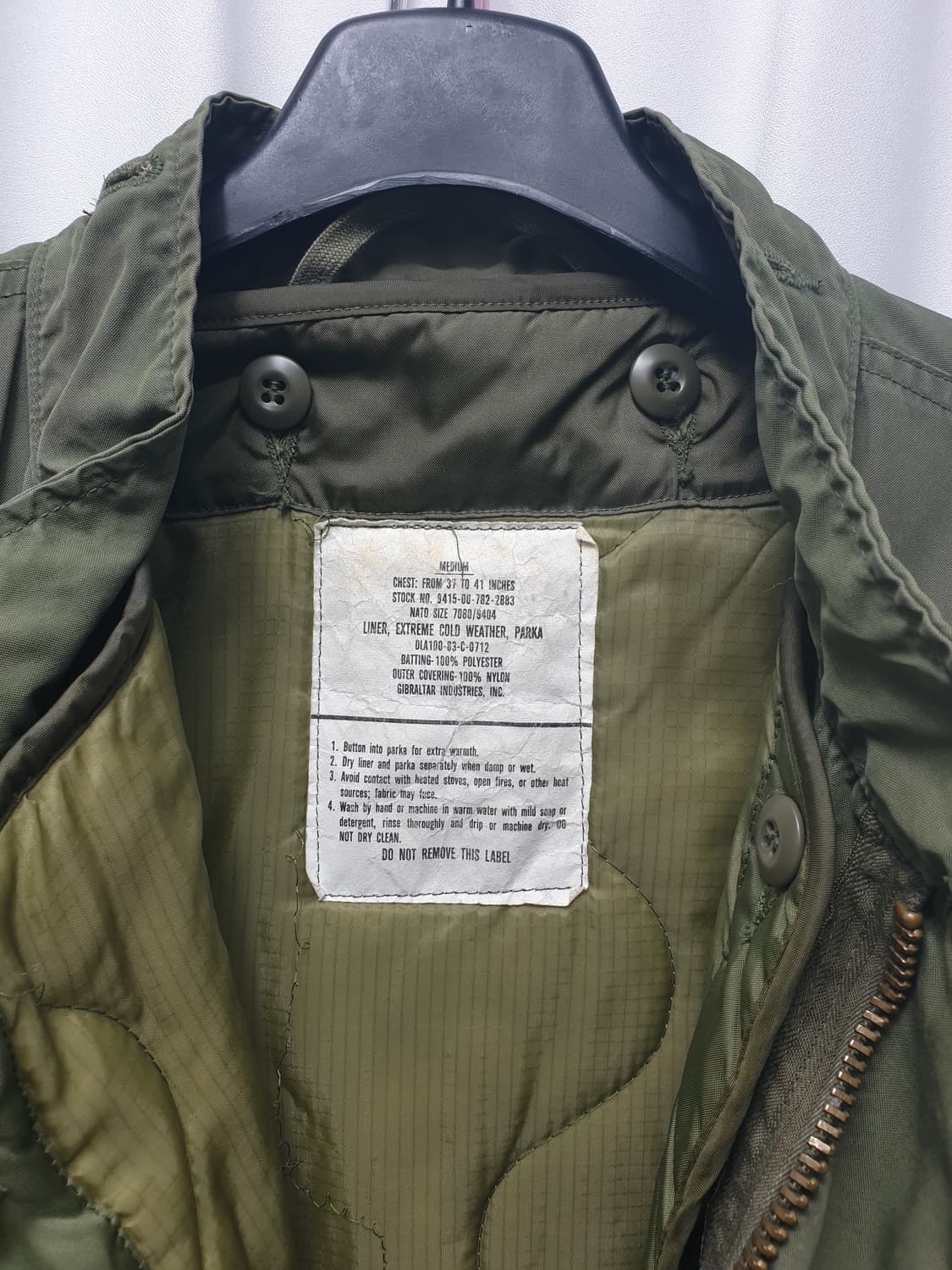 오리지널 밀리터리 M65 피쉬테일 야상 외피+내피 상품이미지8