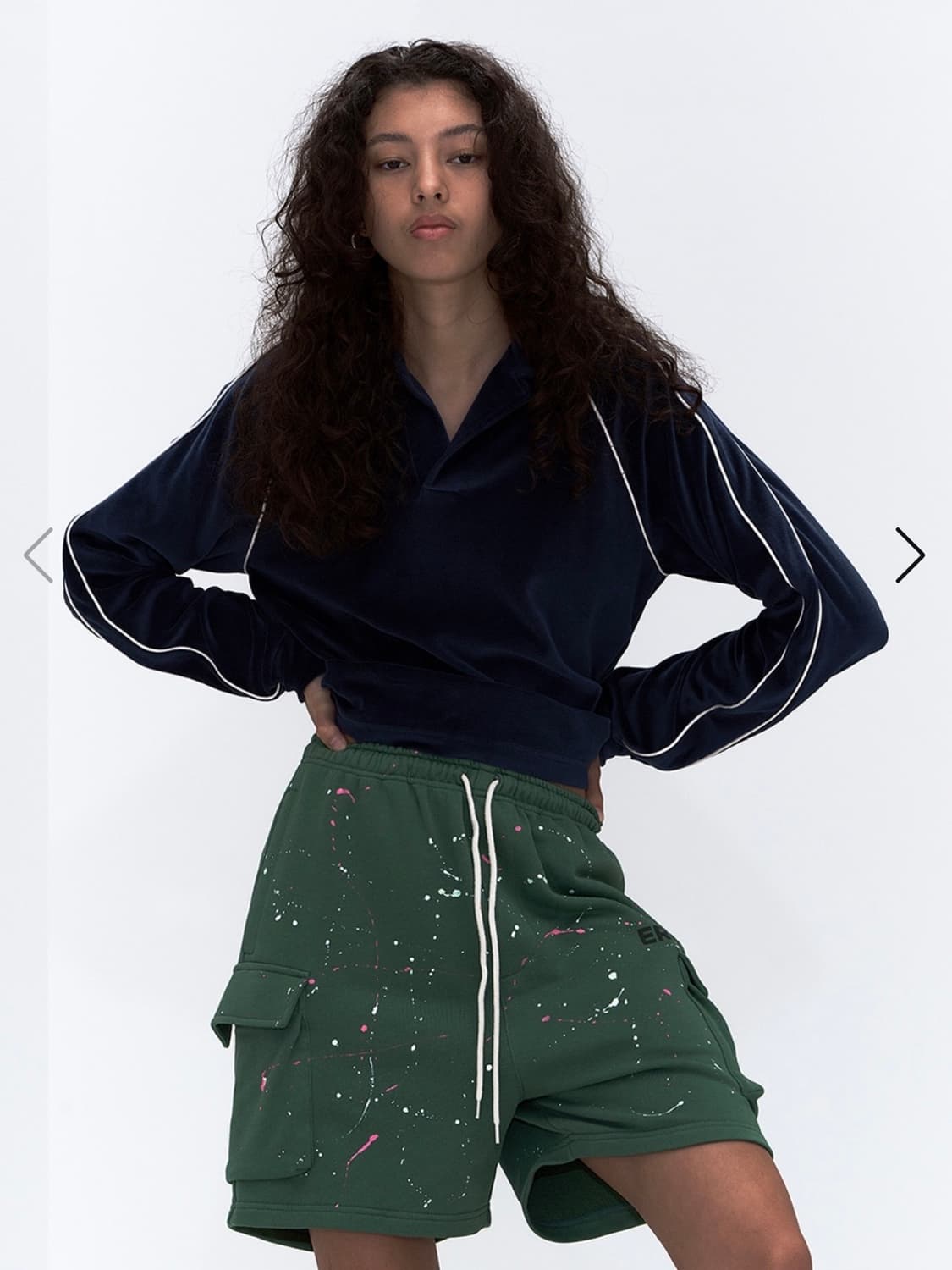 에르에르 Velour Piped Collar Tee Navy 상품이미지2