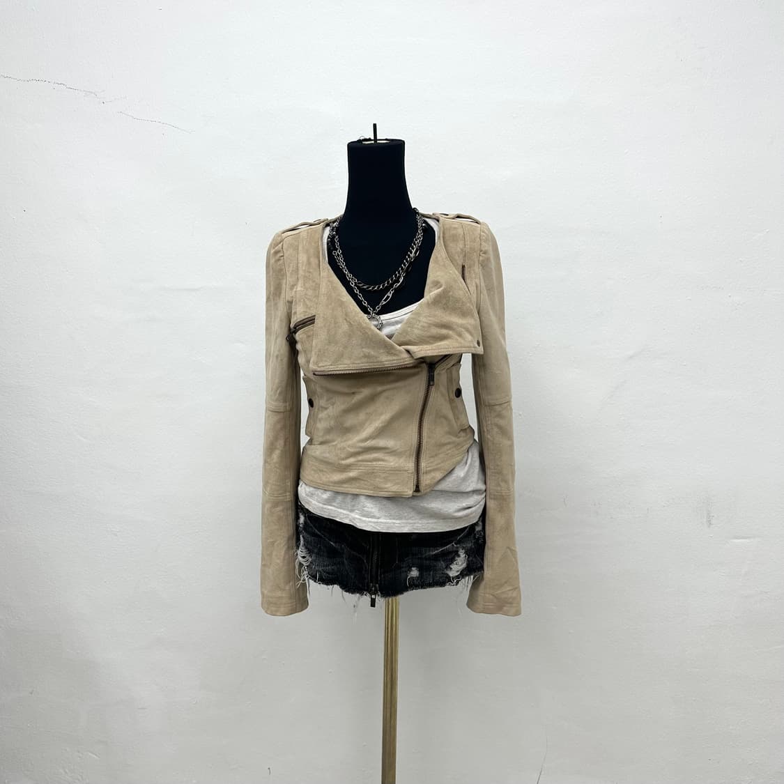 Ivory suede rider jacket 상품이미지2