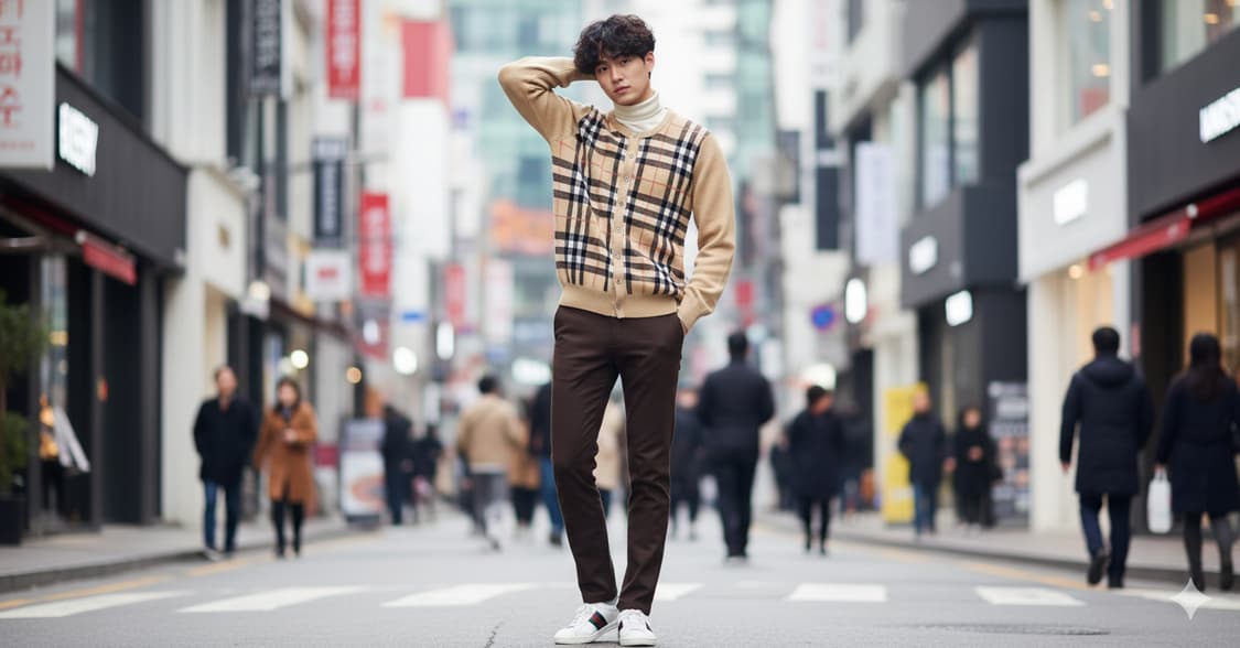 버버리 체크 라운드 가디건 상품이미지1