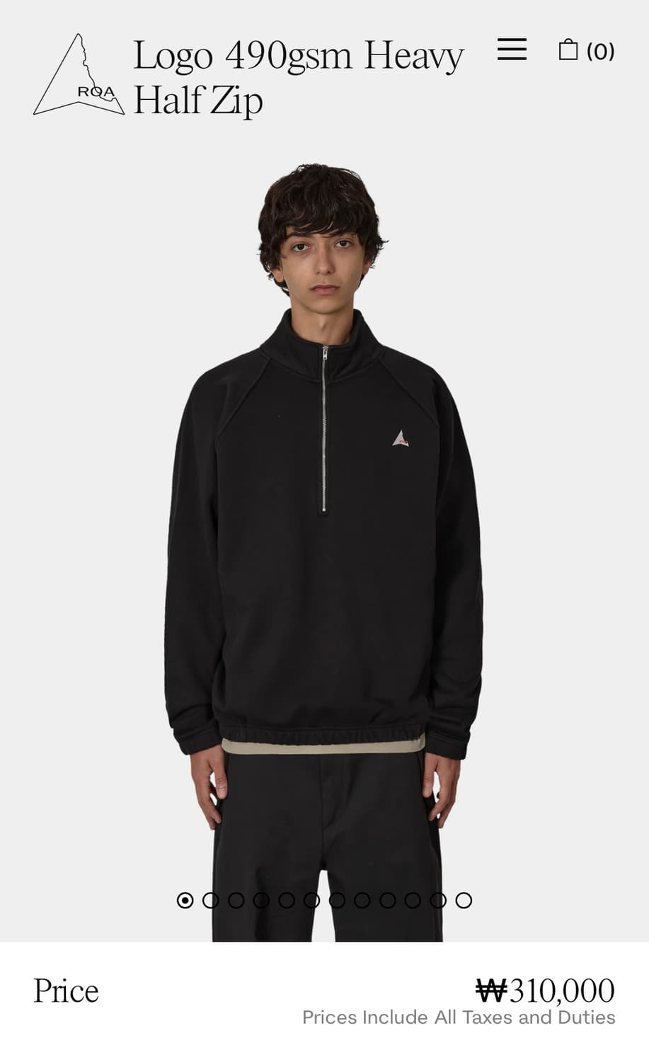 [M,L,XL]로아 하이킹 25fw Logo 490gsm 하프집업/블랙 상품이미지9