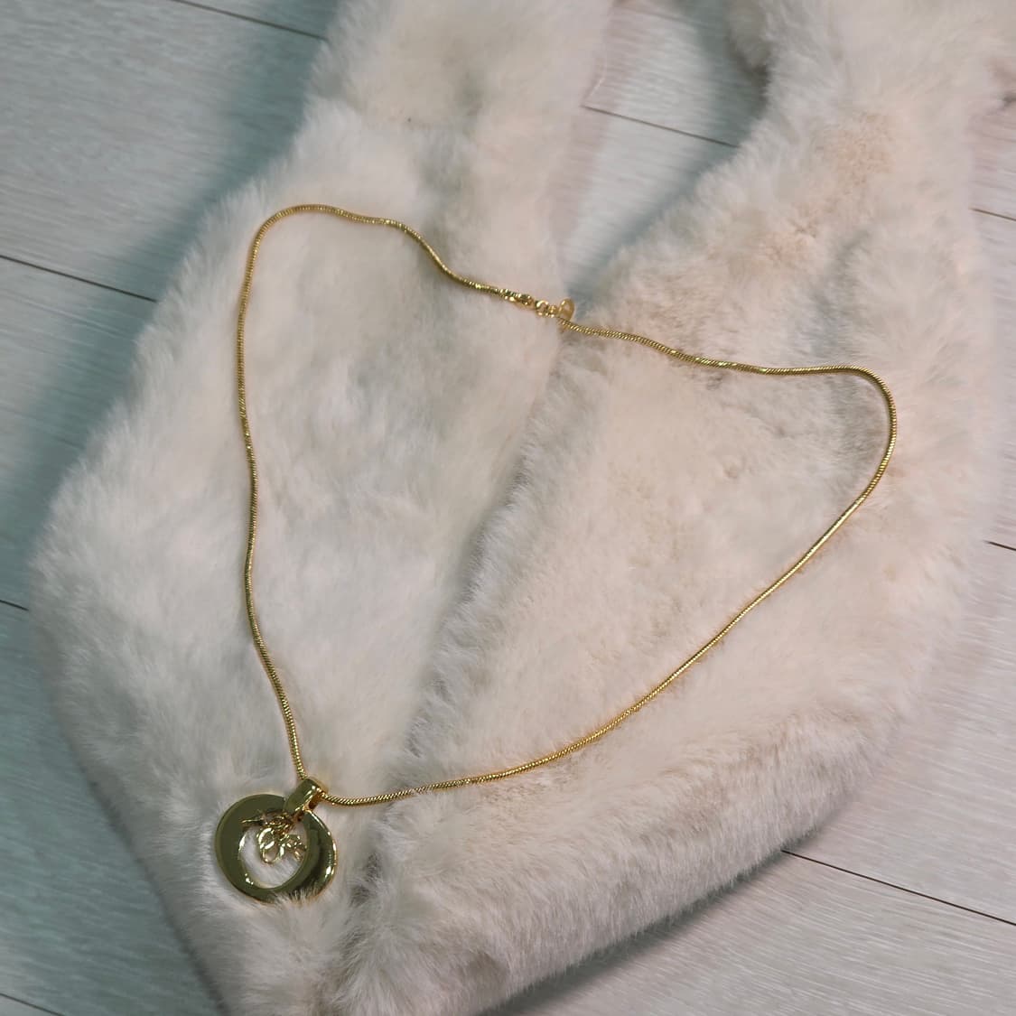 디올 볼드 원형 로고 펜던트 스네이크 체인 목걸이 상품이미지5