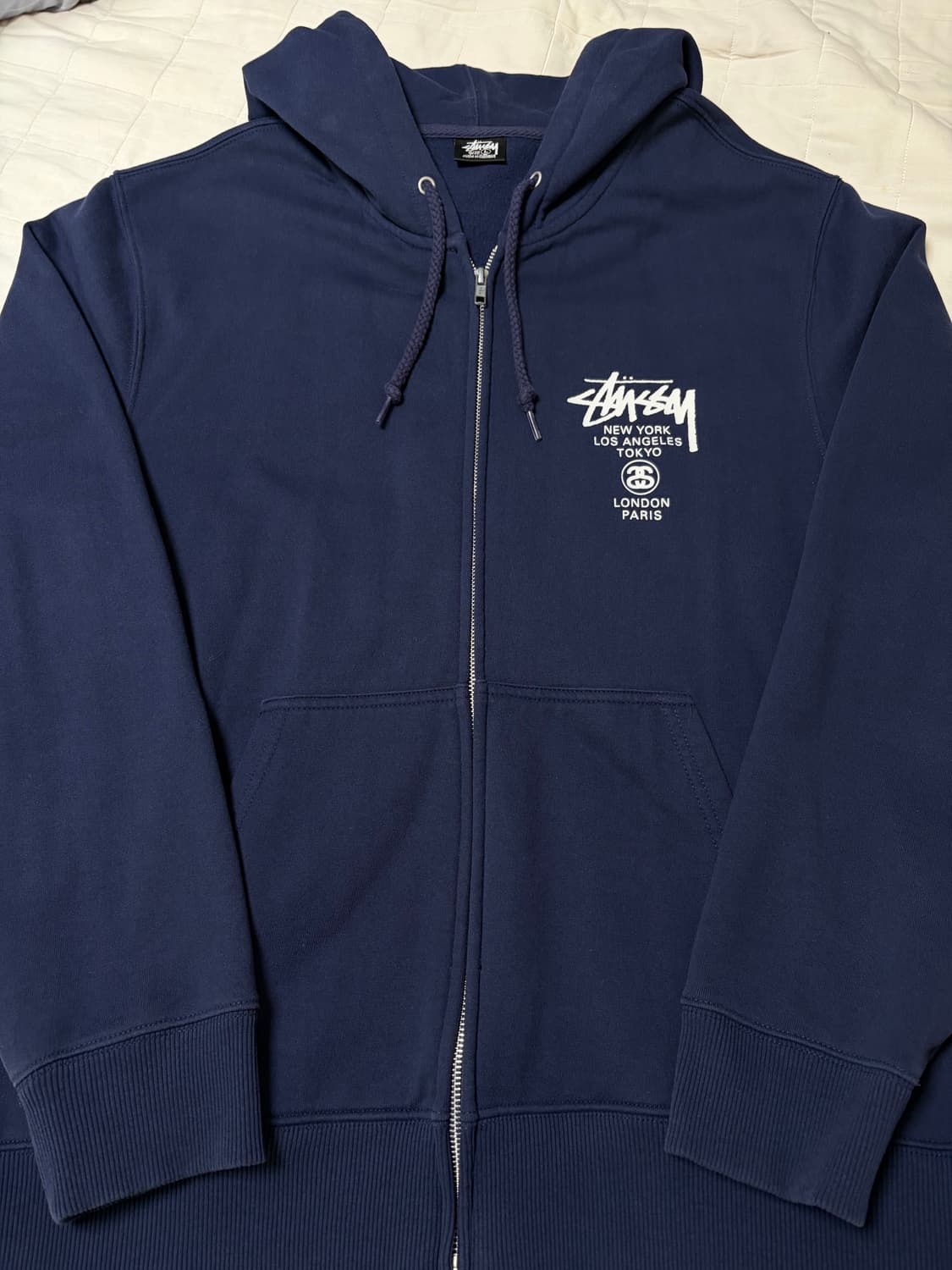 스투시 월드투어 후드집업 네이비 L 상품이미지1
