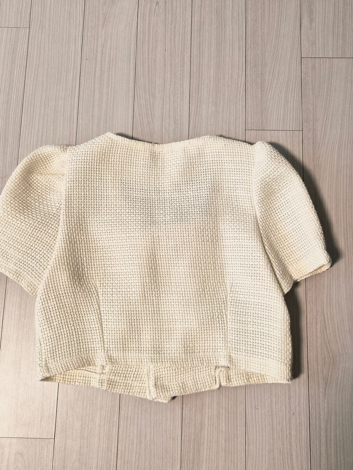 트위드 스퀘어넥 퍼프 크롭 자켓 팔아요 상품이미지3