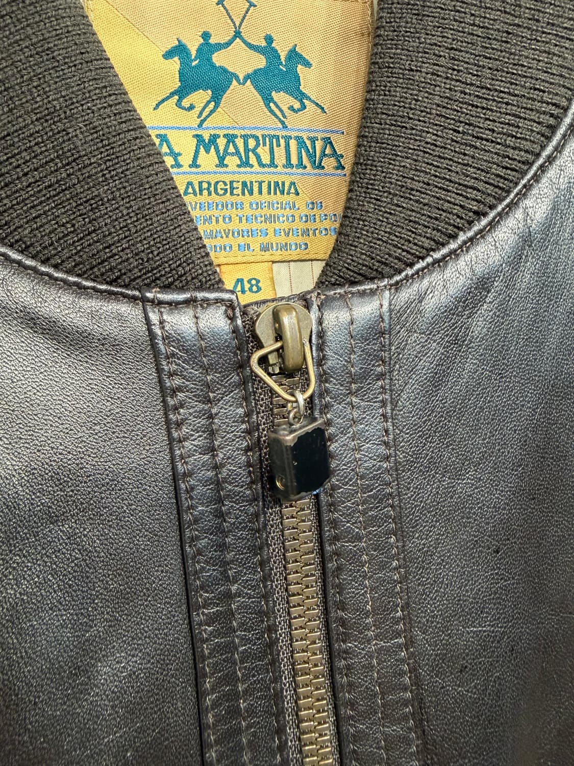 48 빈티지 La Martina 블랙 레더 봄버 자켓 블랙 상품이미지3