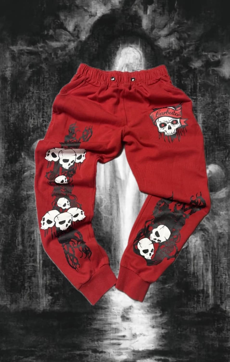 펑크 해골 레터링 조거팬츠 상품이미지1