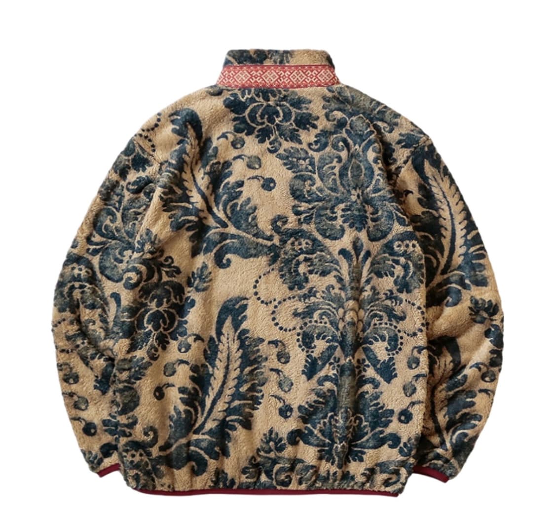 캐피탈 다마스크 패턴 플리스 집 블루존 베이지 1 사이즈 상품이미지1