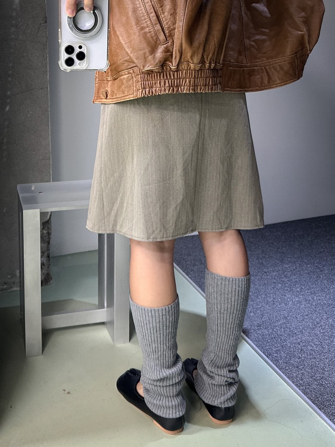beige belt pleats midi skirt 상품이미지2