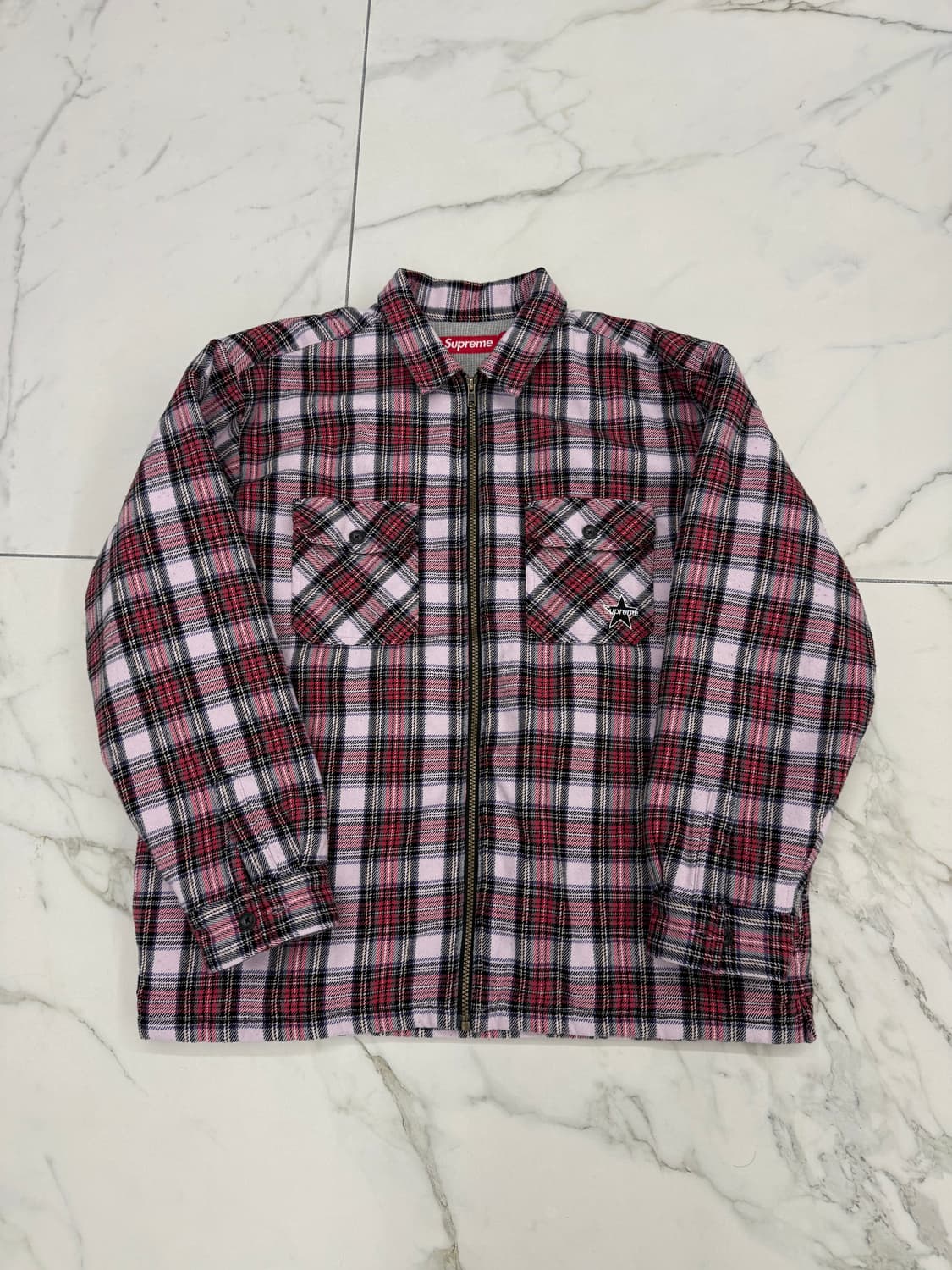 슈프림 써멀 라인드 집업 플란넬 셔츠 핑크 - 25FW 상품이미지2