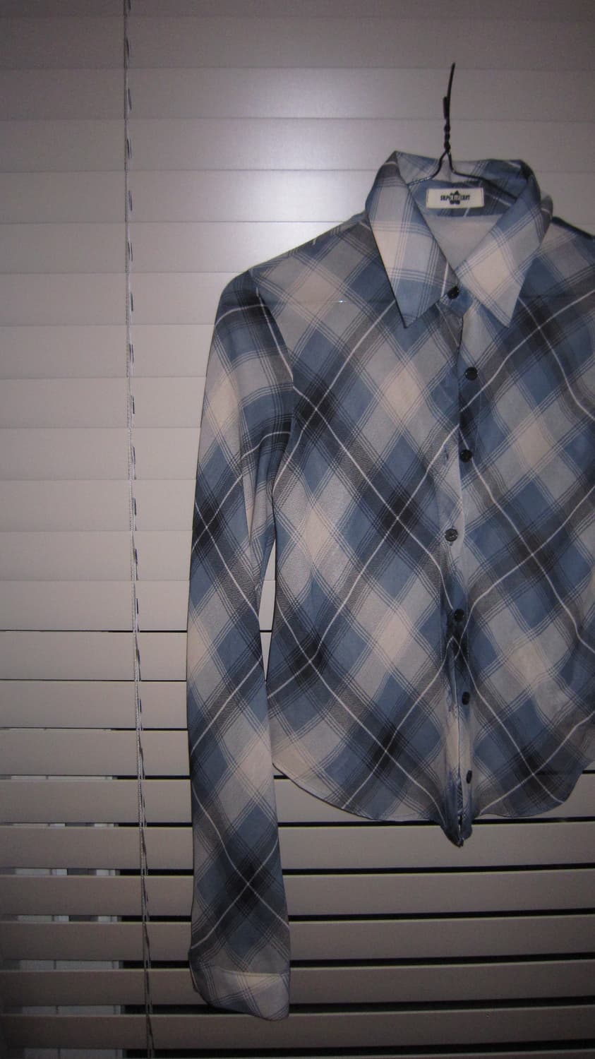 Check patern seethrough shirt 상품이미지2