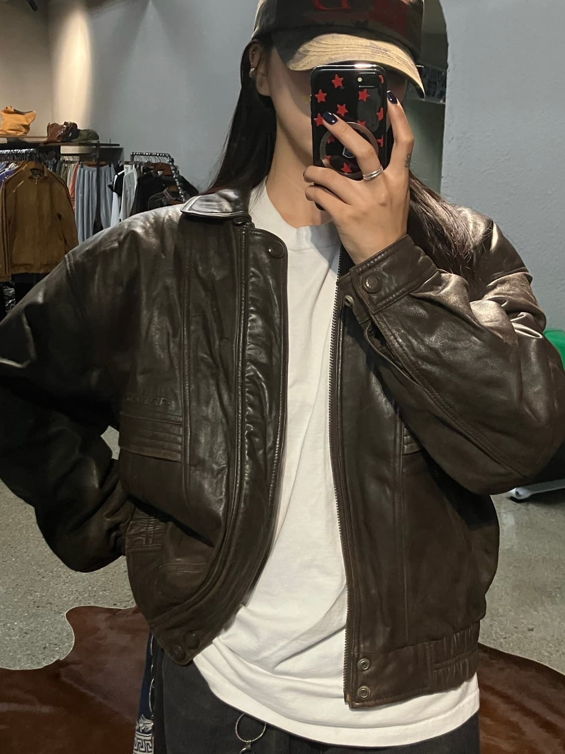 빈티지 레더 봄버자켓 상품이미지1