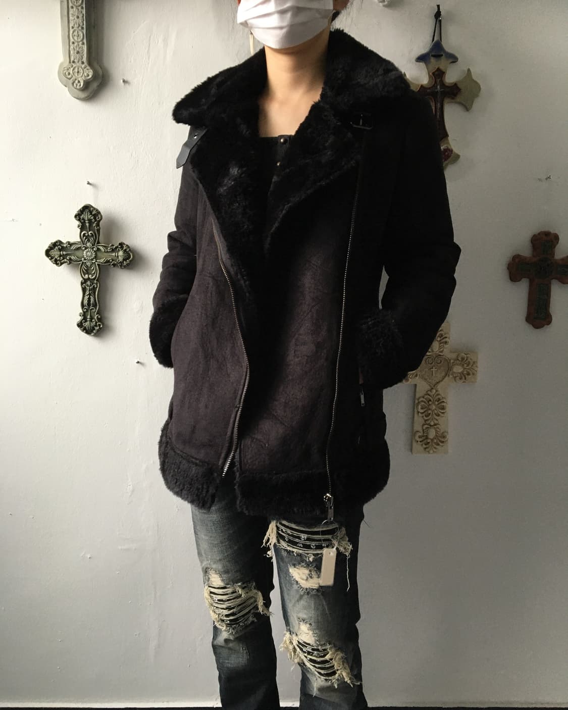 Fake fur layered belted mustang 상품이미지8