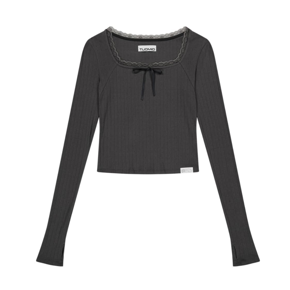tuomio pointelle long sleeves charcoal 상품이미지2