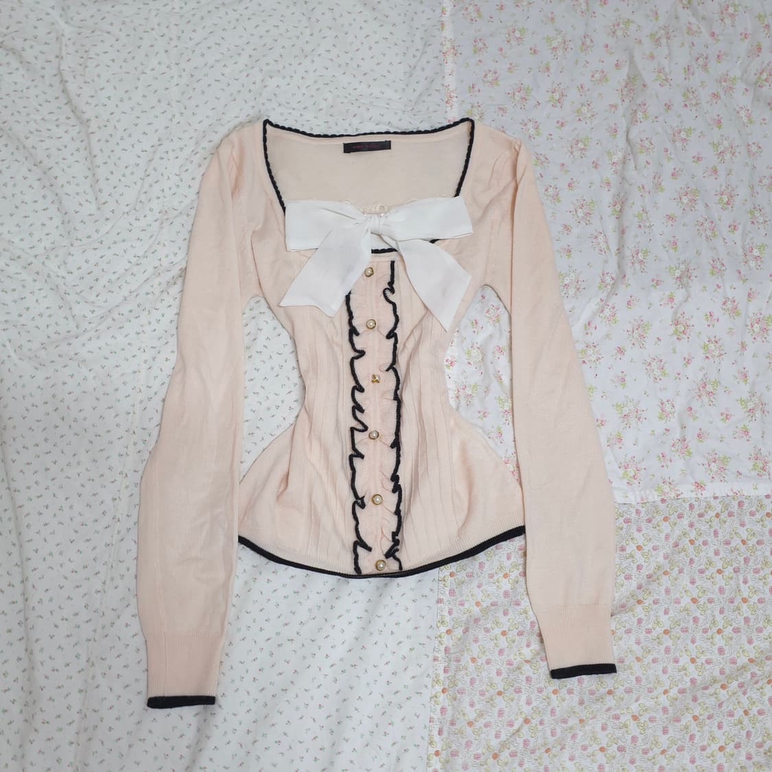 빈티지 리본 레이스 핑크 로걀탑 히메갸루 리즈리사 트랄라라 상품이미지1