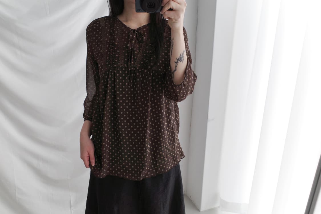 dot see-through blouse 상품이미지5
