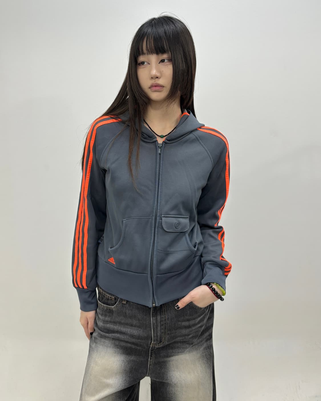 90s올드스쿨 아디 챠콜 주황후드져지 상품이미지2