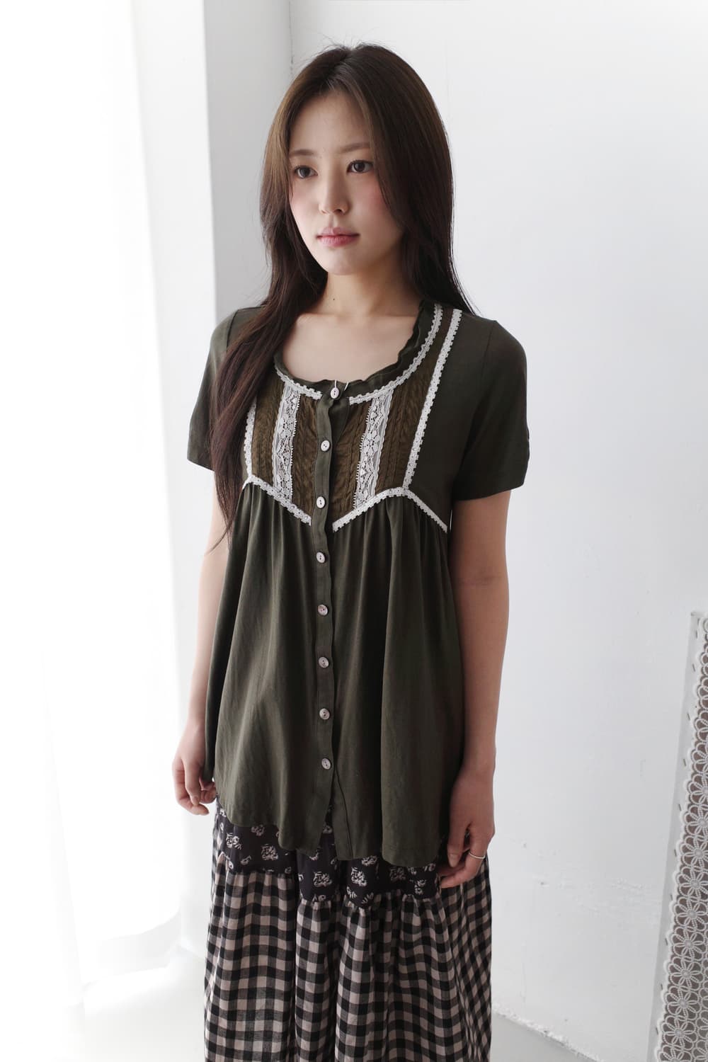 lace button half T 상품이미지5
