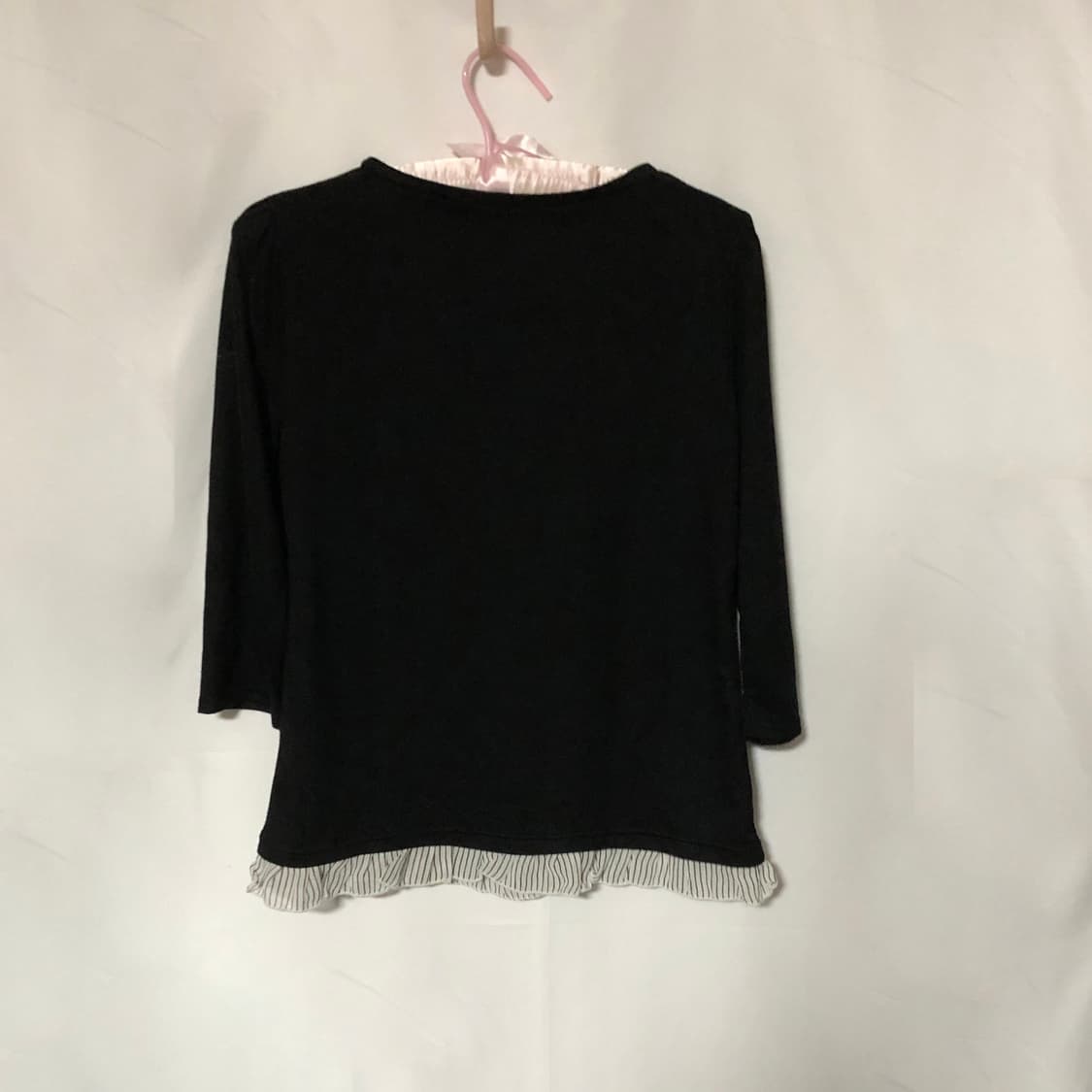 스트라이프 블라우스 탑 블랙 상품이미지9