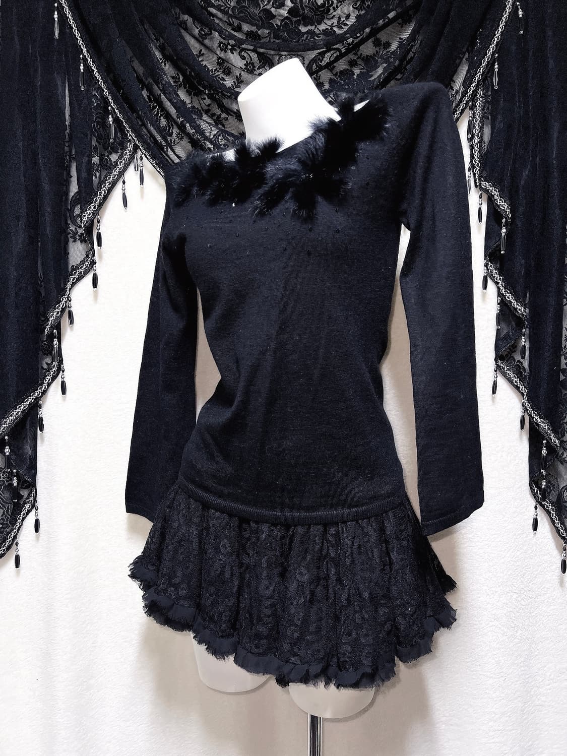 로맨틱고딕 고스펑크 갸루 로걀 래빗퍼트리밍 니트 오리엔탈 핀터 다크페어리 상품이미지8