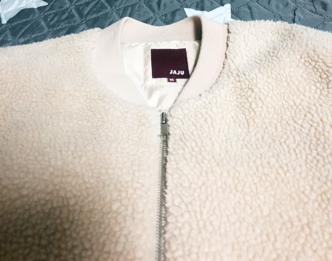 JAJU 자주 윈드블록 뽀글이 블루종 집업 자켓 아이보리 (M) 상품이미지2