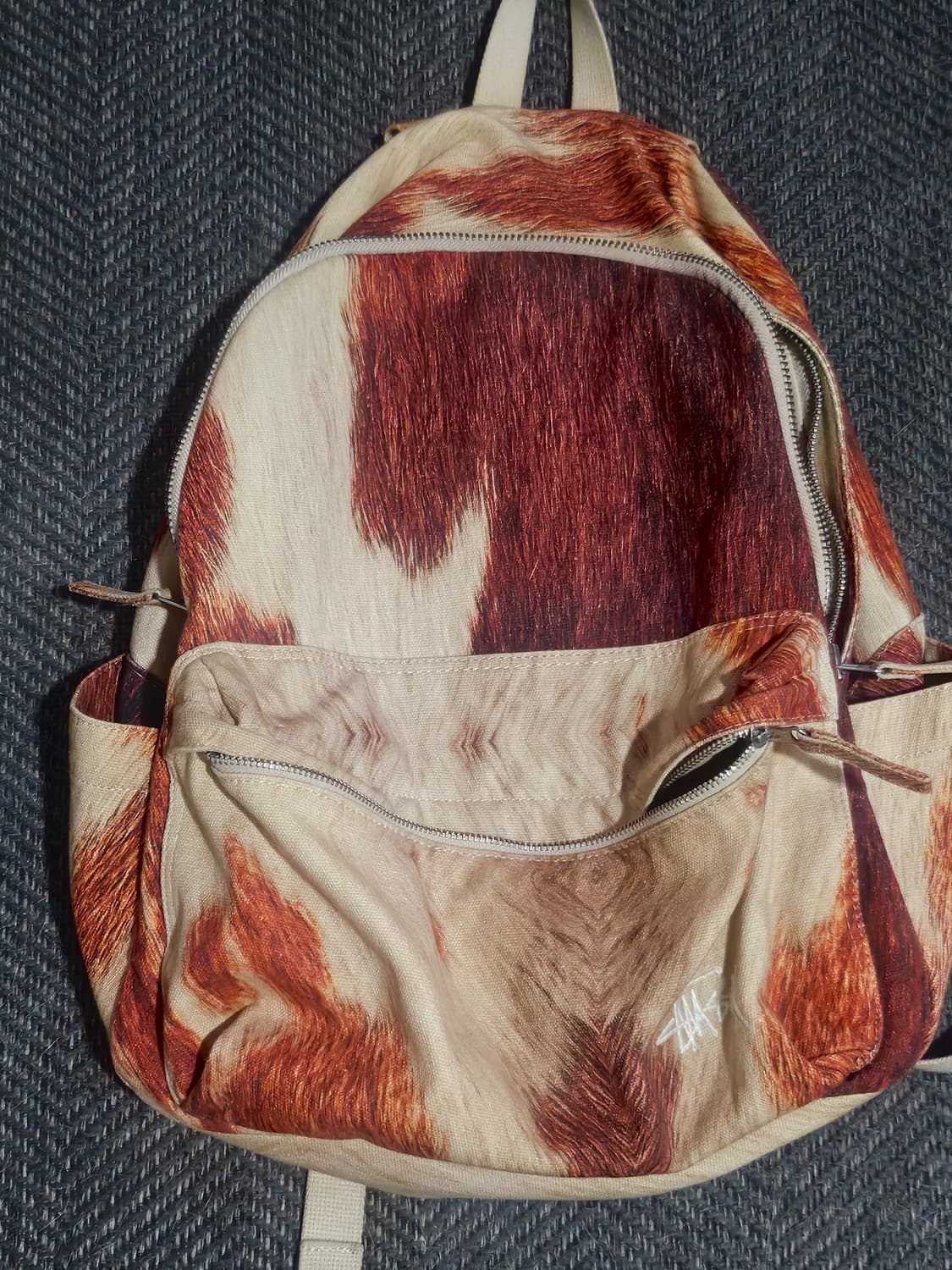 스투시 캔버스 백팩 카우하이드 상품이미지1