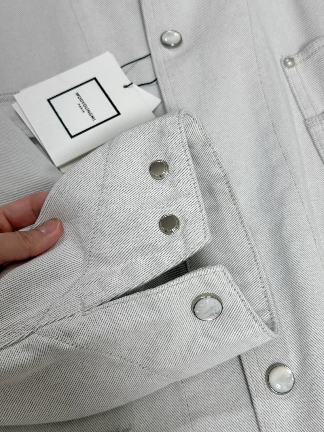 [50] 우영미 25ss 화이트 레더 칼라 데님 워크자켓 상품이미지6