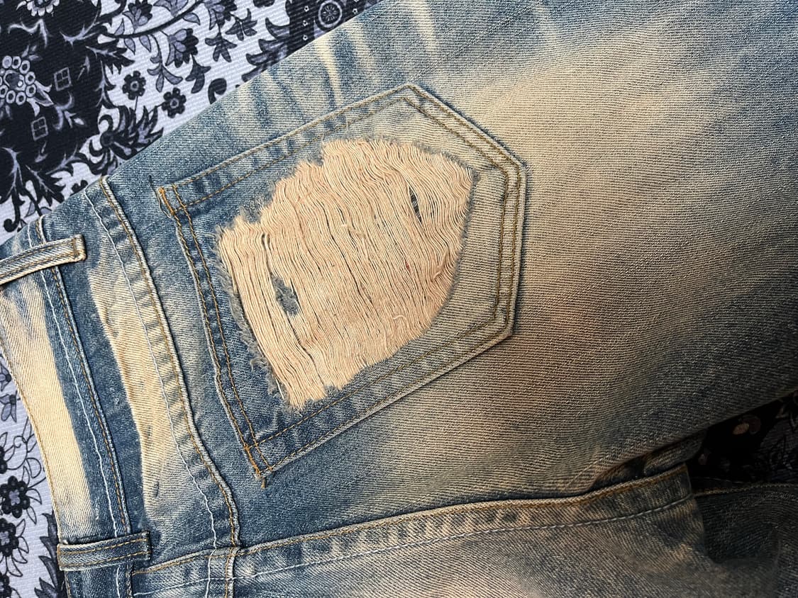 빈티지 샌드워싱 디스트로이드 데님팬츠 30 상품이미지5