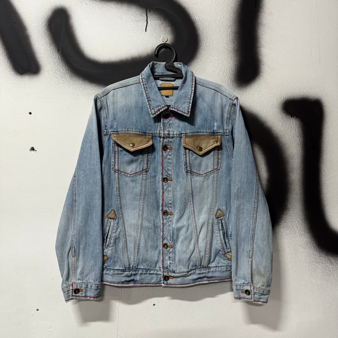 VTG 빈티지 양가죽 디테일 웨스턴 데님 트러커 자켓 상품이미지1