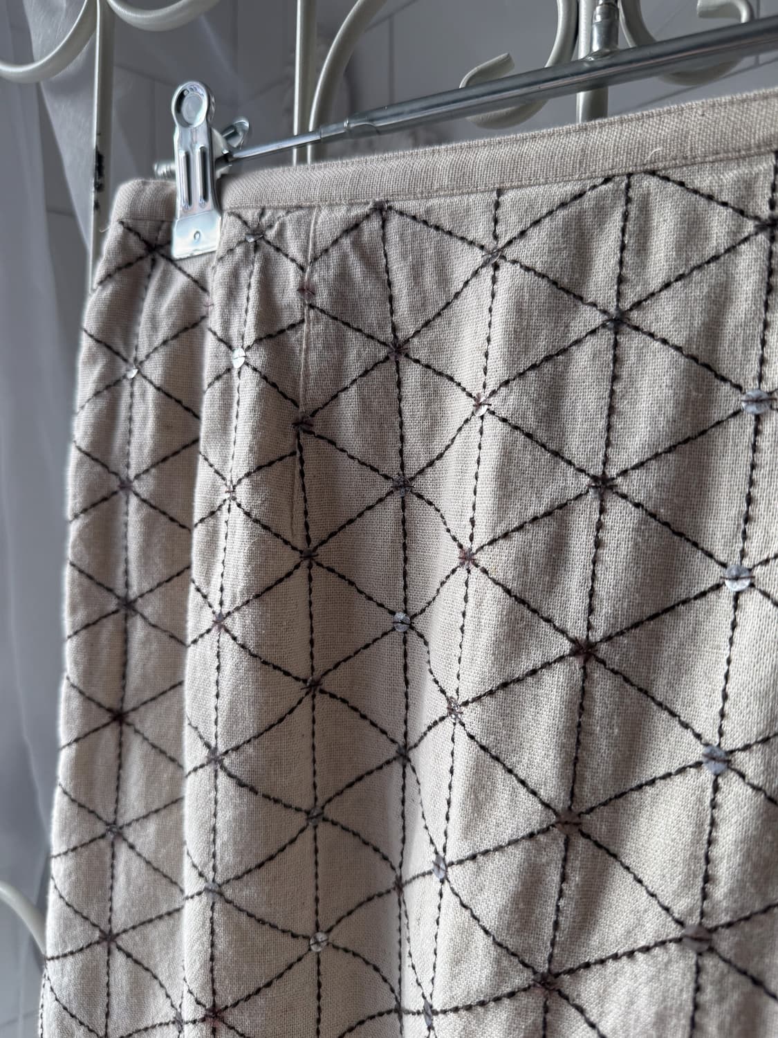 Beaded Stitch Linen Skirt 0365 상품이미지3