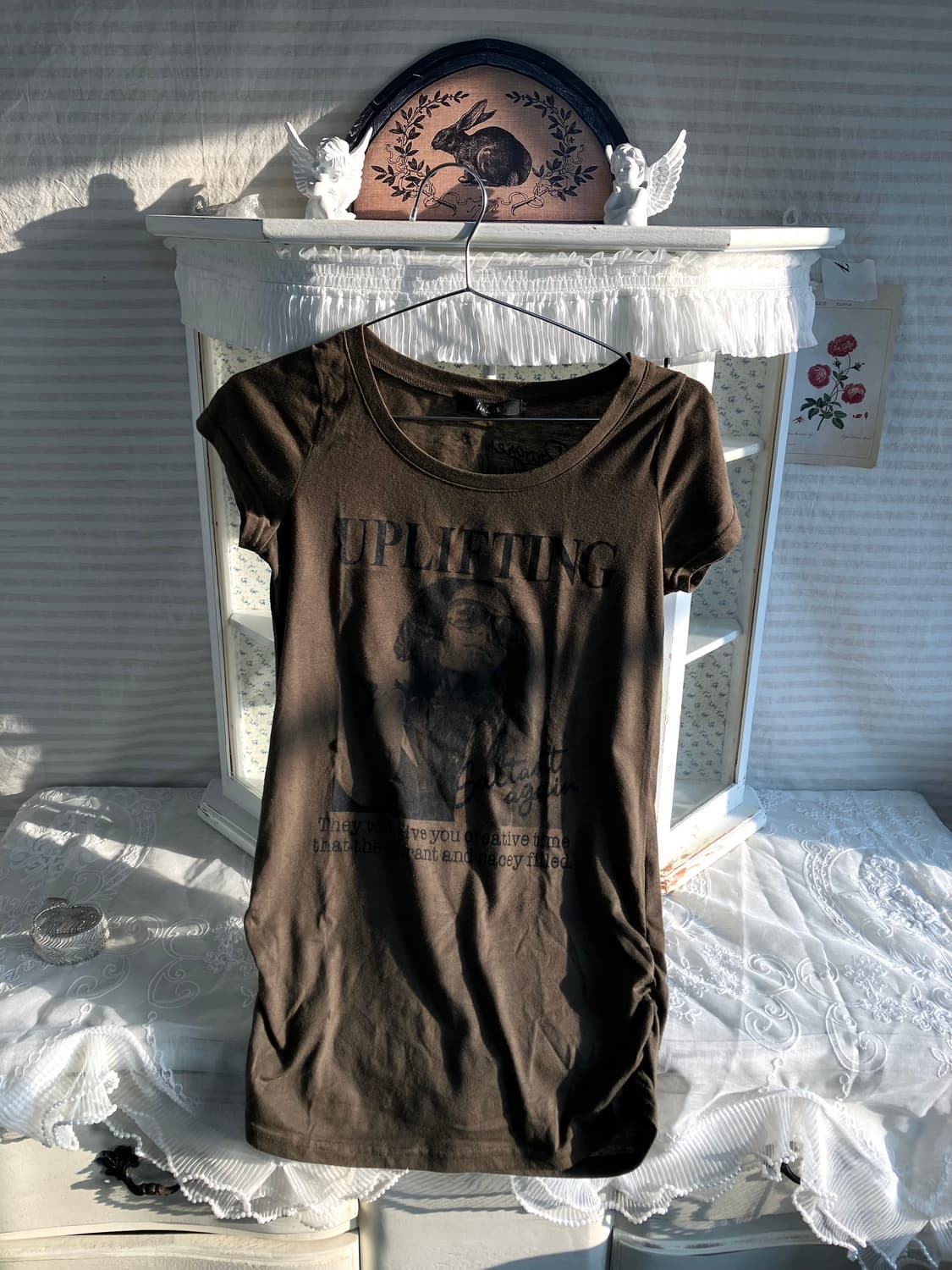 일본빈티지 갸루 펑크 딱붙핏 셔링 반팔 상품이미지5