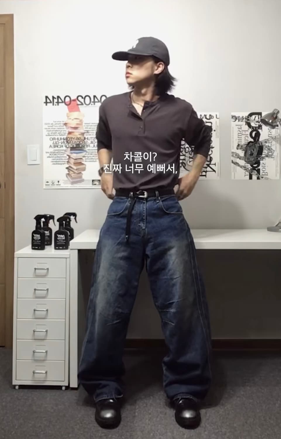 골지 헨리니티 롱슬리브 차콜 상품이미지2