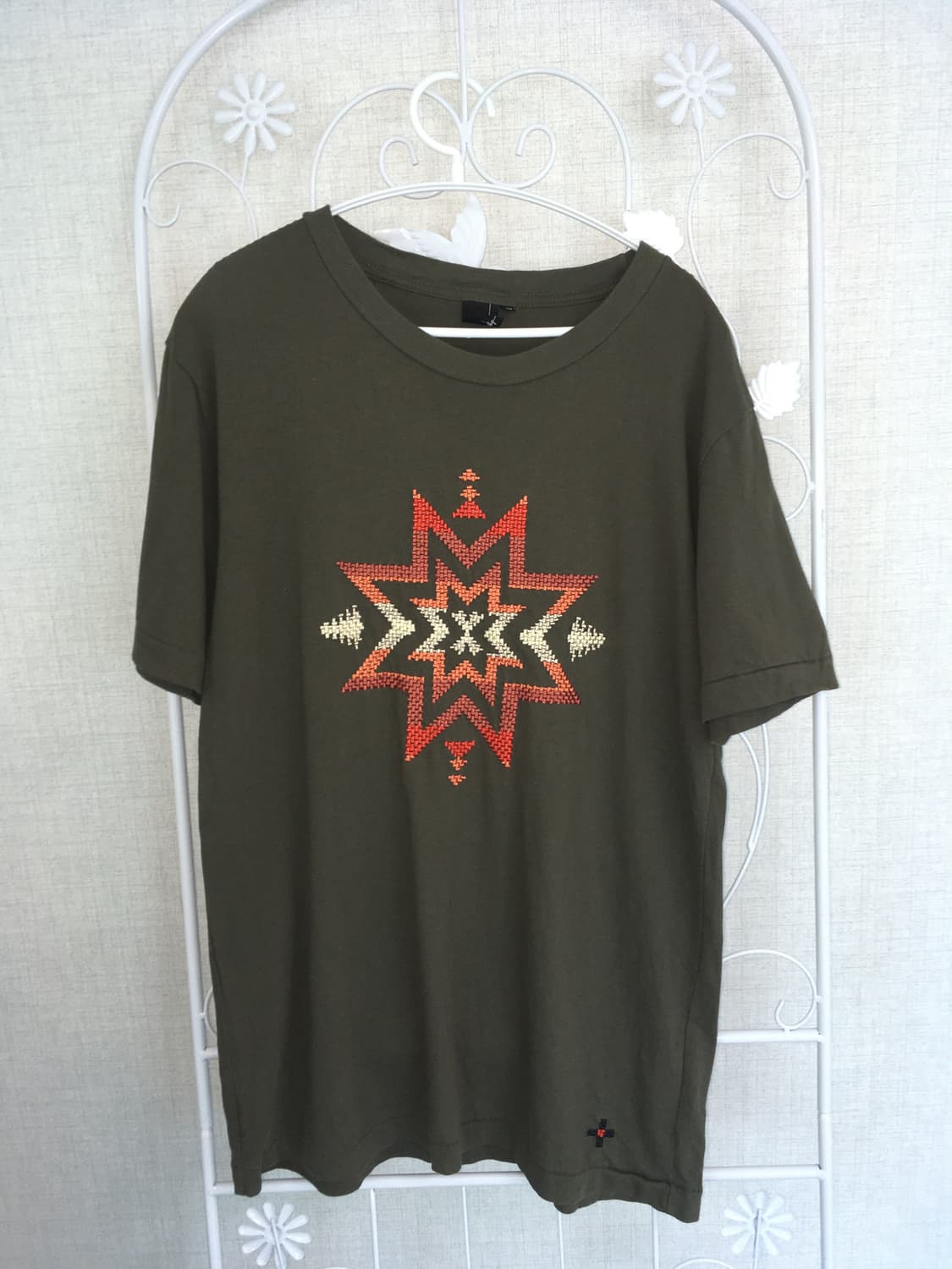 jpn vintage  자수 카키 반팔391 상품이미지1