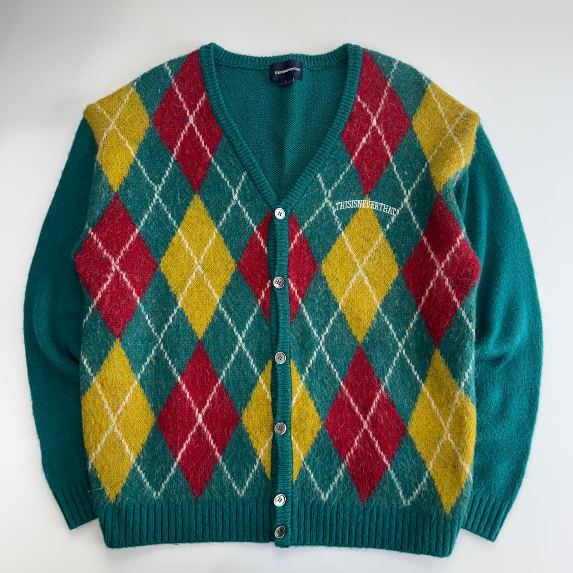Thisisneverthat 디스이즈네버댓 아가일 패턴 그린 가디건 상품이미지3