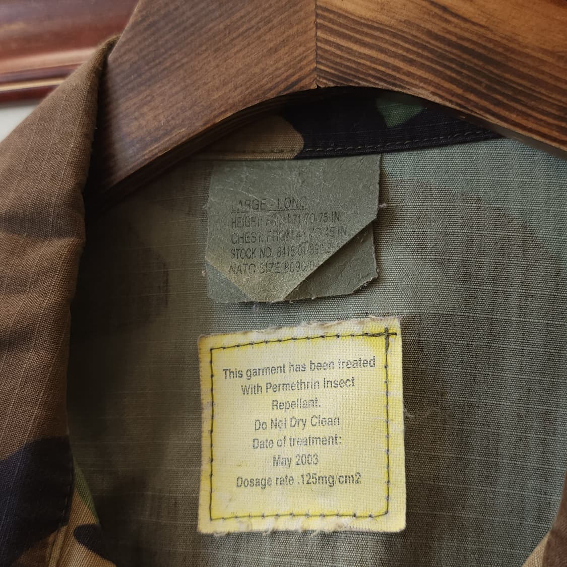 90s 미군 BDU 카모셔츠 우드랜드 라지 롱 부대패치 상품이미지4