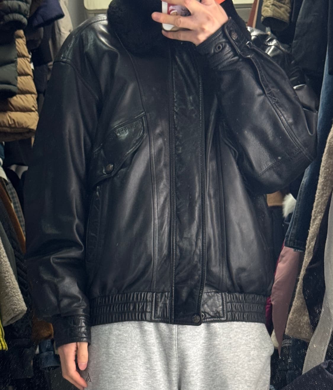 희귀!! 런던 포그 리얼 양가죽 봄버 무스탕 자켓 L ~ XL 상품이미지4