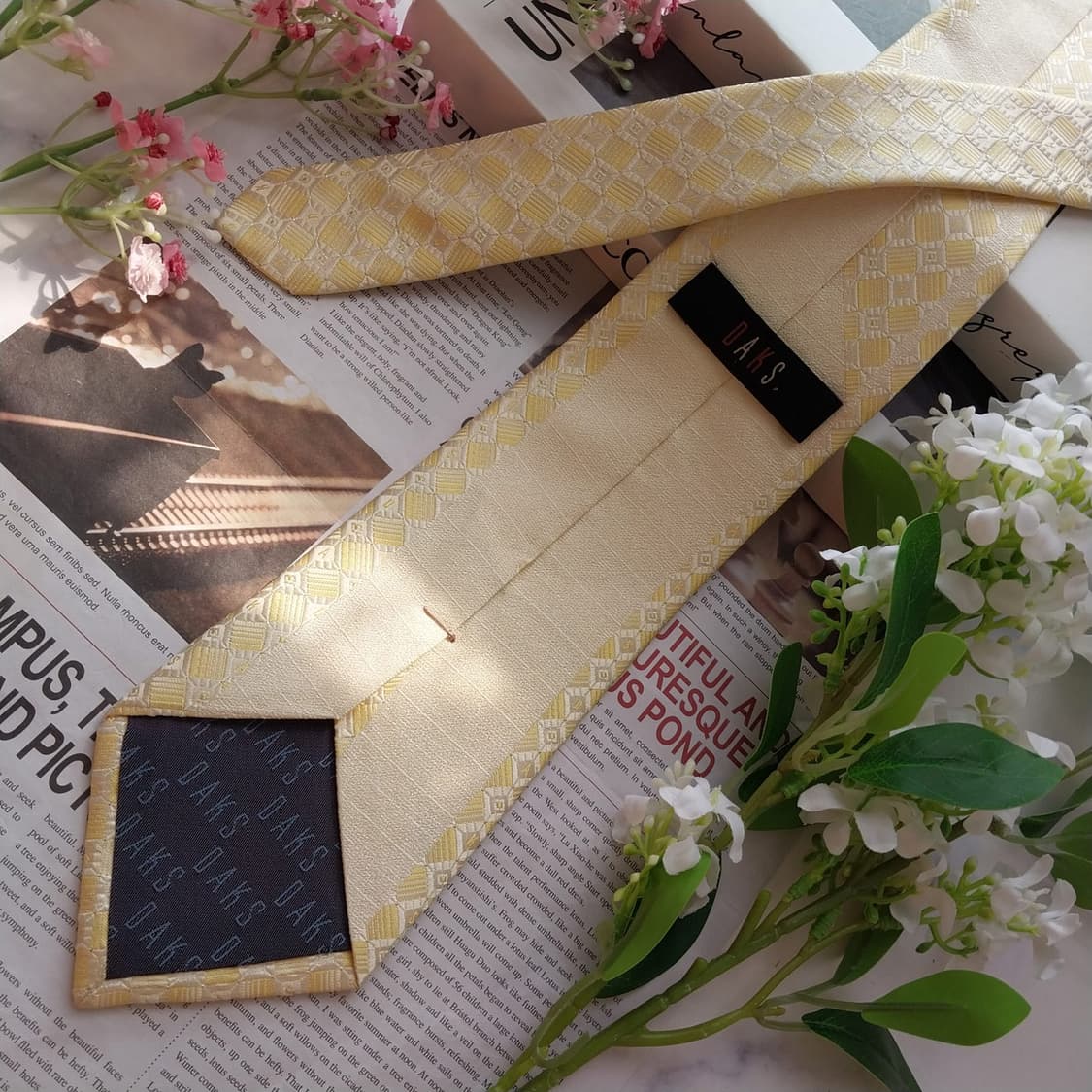 DAKS 닥스 실크 레몬 체크 패턴 넥타이 9cm A등급 K2371
 상품이미지4