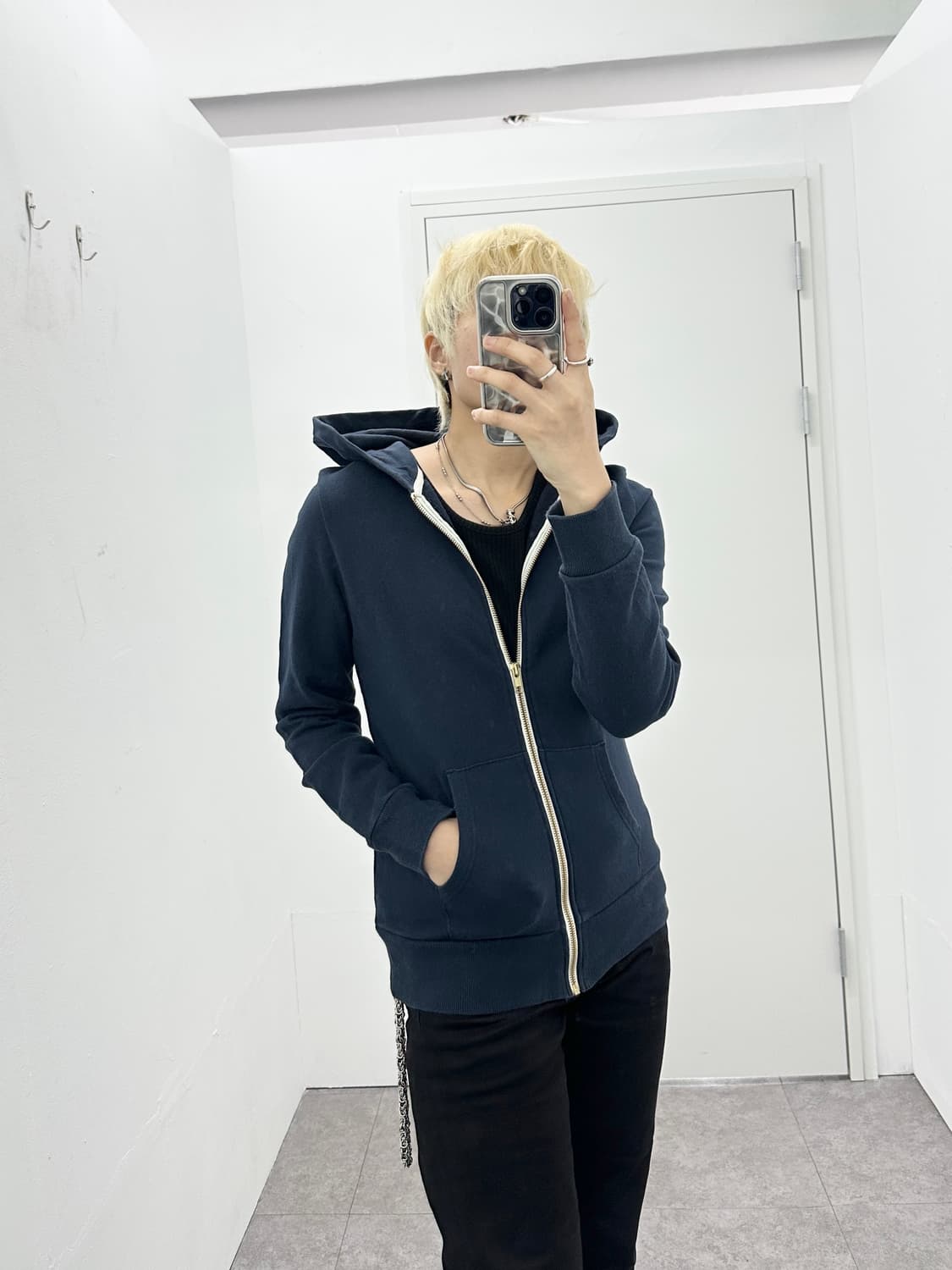 Back Number navy hood zip up 상품이미지1
