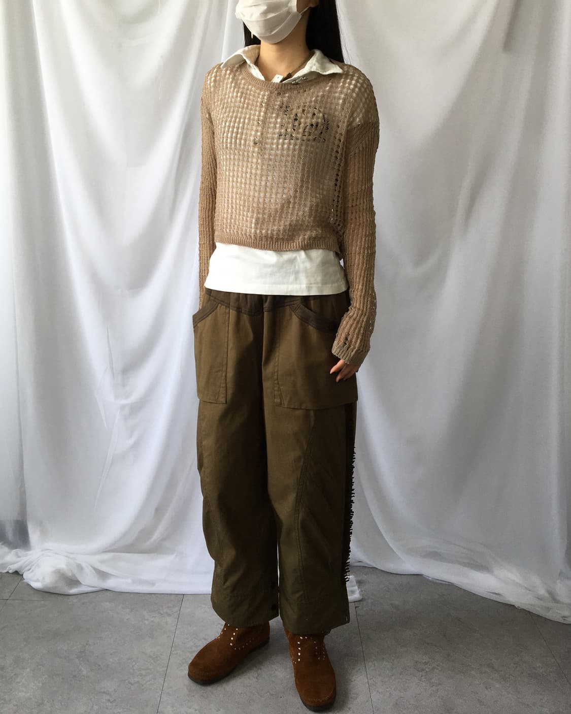 Brown punching knit 상품이미지1