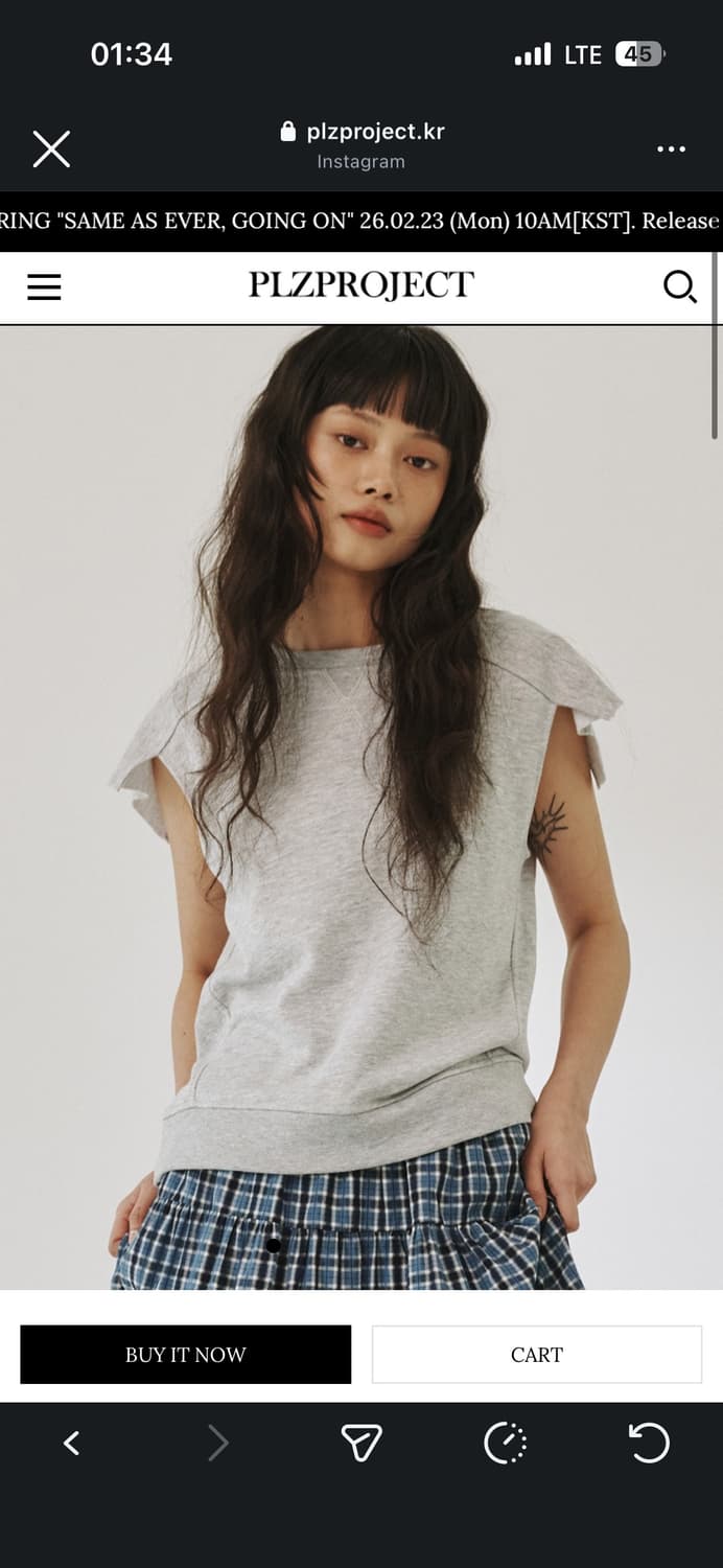 [새상품] 플리즈프로젝트 커팅 하프 스웻 티셔츠  상품이미지2