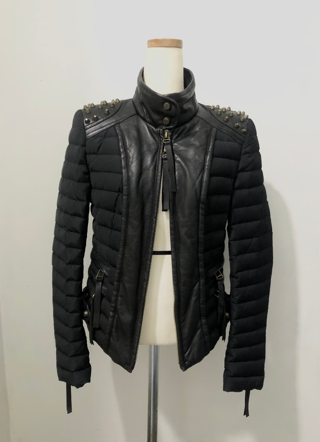 제시뉴욕 스터드 오리털 양가죽 레더 투웨이 숏패딩 55 갸루 펑크 상품이미지2