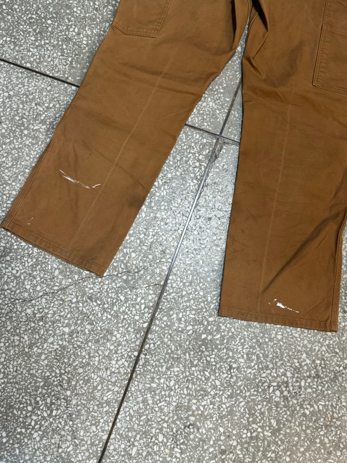 칼하트 더블니 브라운 릴렉스드핏 빈티지 페이딩 카펜터 워크 팬츠 33 상품이미지5