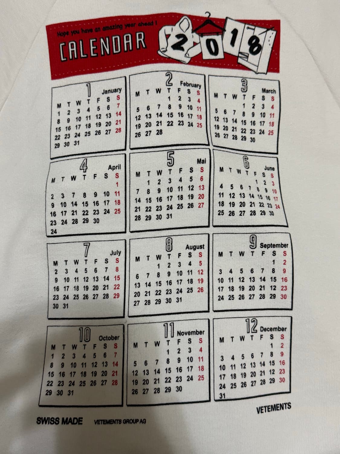 (유일매물)VETENETS 베트멍 18SS 캘린더 후드 상품이미지7